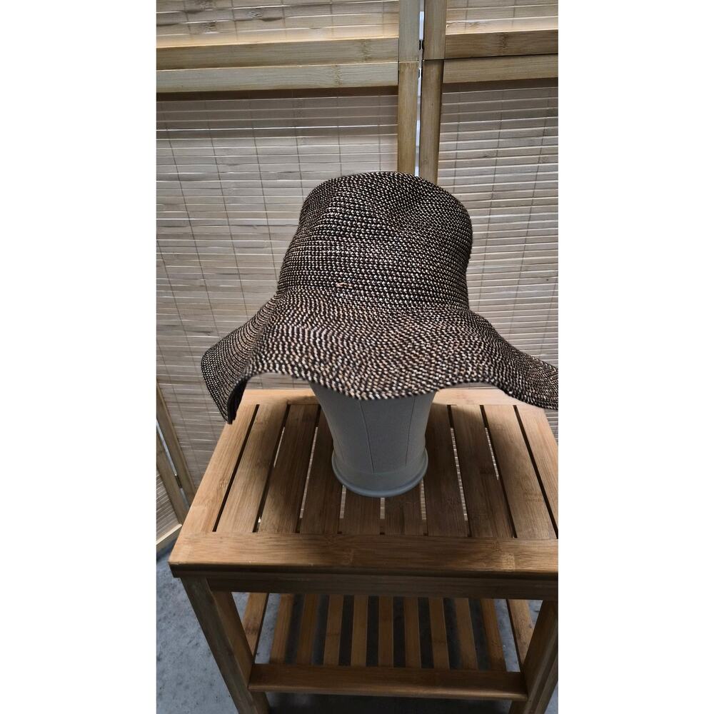 Talbots Woven Wide Brim Sun Hat Brown Tan Beach Resort Hat